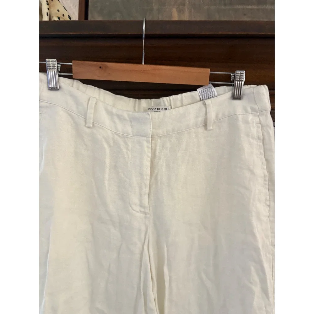 Banana Republic Everyday Wide-Leg Linen Pant Natural Size Medium